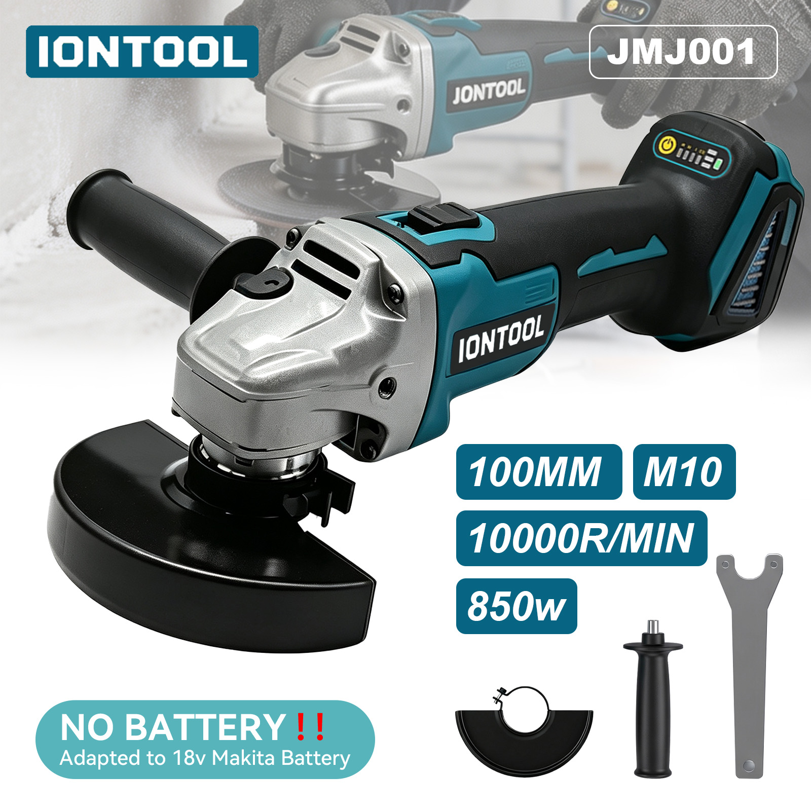 Brushless Angle Grinder Battery Powered - IONTOOL 850W 100mm Mesin Gerinda Sudut