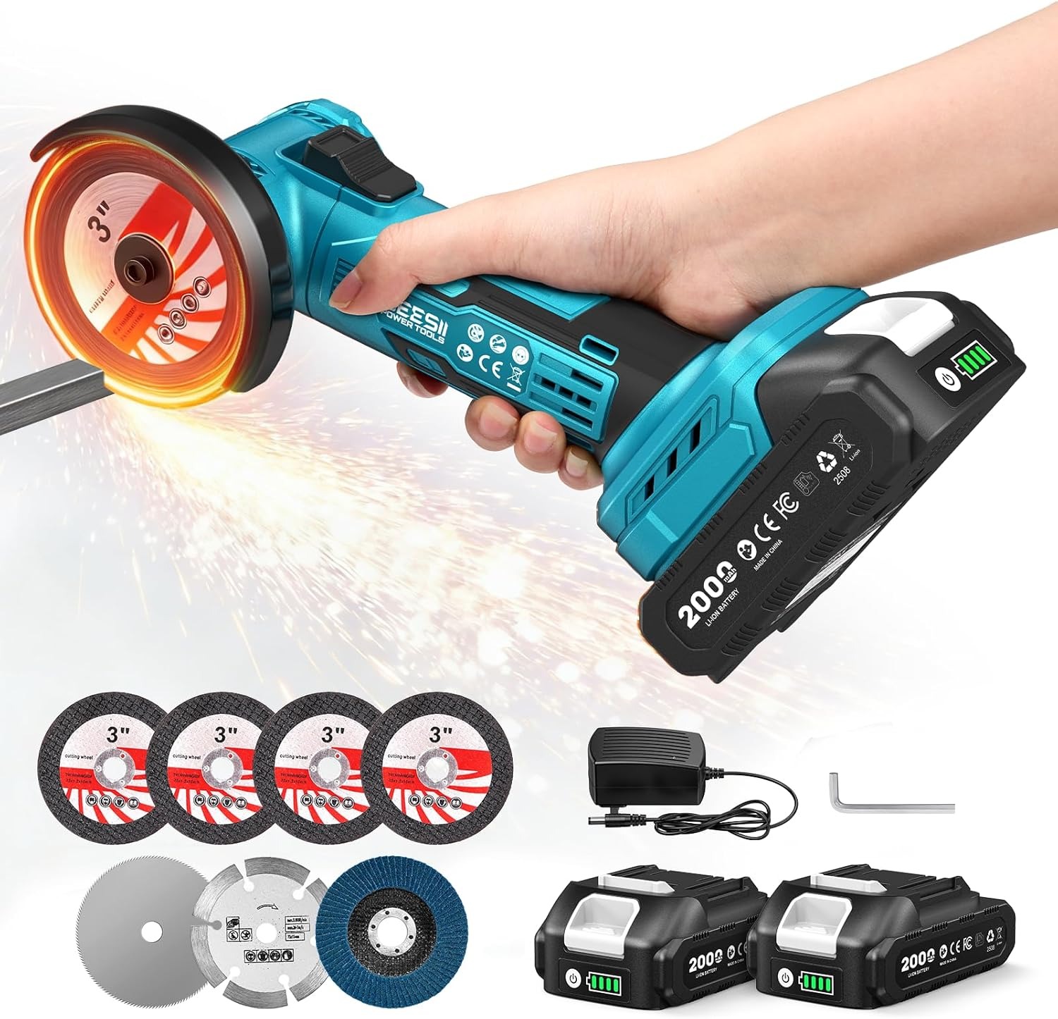 Brushless Angle Grinder Battery Powered - SEESII Penggiling Sudut Mini Tanpa Kabel