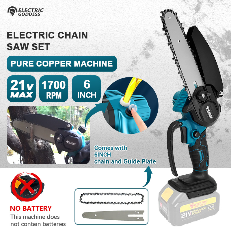 Mini Electric Chainsaw 6 Inch - Gergaji Rantai Listrik Mini Tanpa Kabel