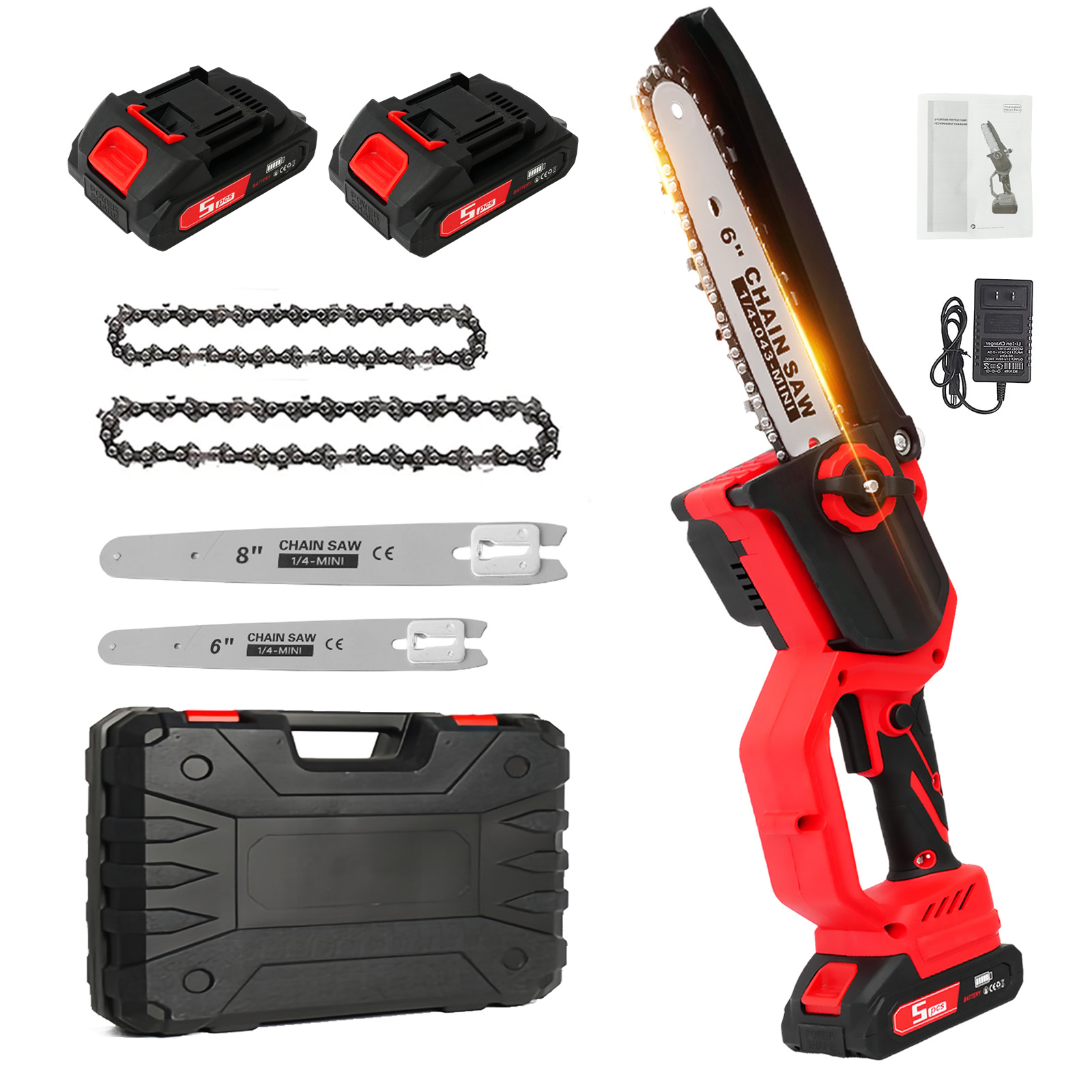 Mini Electric Chainsaw 6 Inch - Gergaji Listrik 1380W Kecepatan Tinggi Tanpa