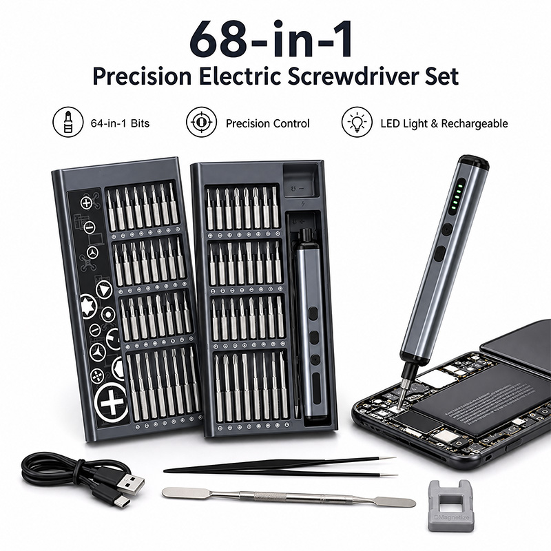 Electric Screwdriver Rechargeable Usb - Set Obeng Elektrik Presisi 68 in