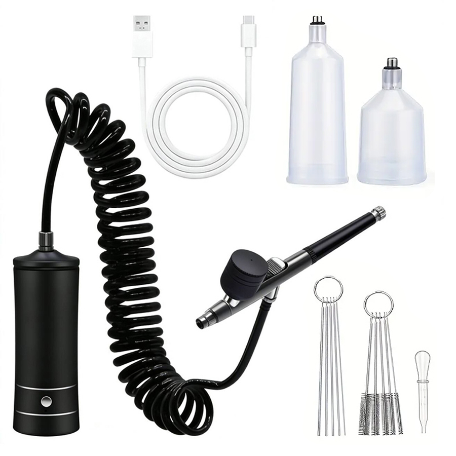 Airbrush Kit With Mini Compressor - Kit Airbrush Portabel Dengan Kompresor Pembersih