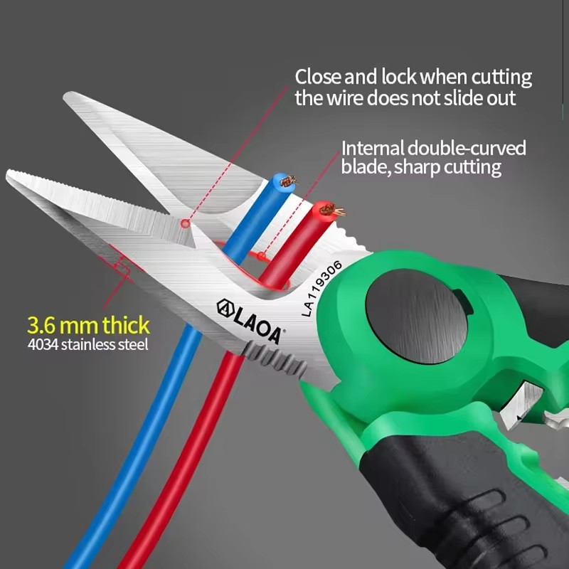 Automatic Wire Stripper Cutter - Gunting Listrik LAOA 6/7/8 Inci, Pemotong