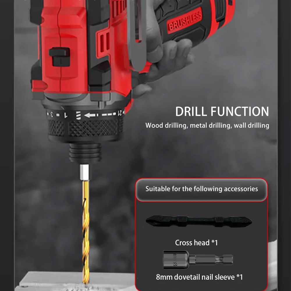 Bor listrik tanpa sikat 80N.m  - Brushless Cordless Electric Drill 18V ulasan dan harga