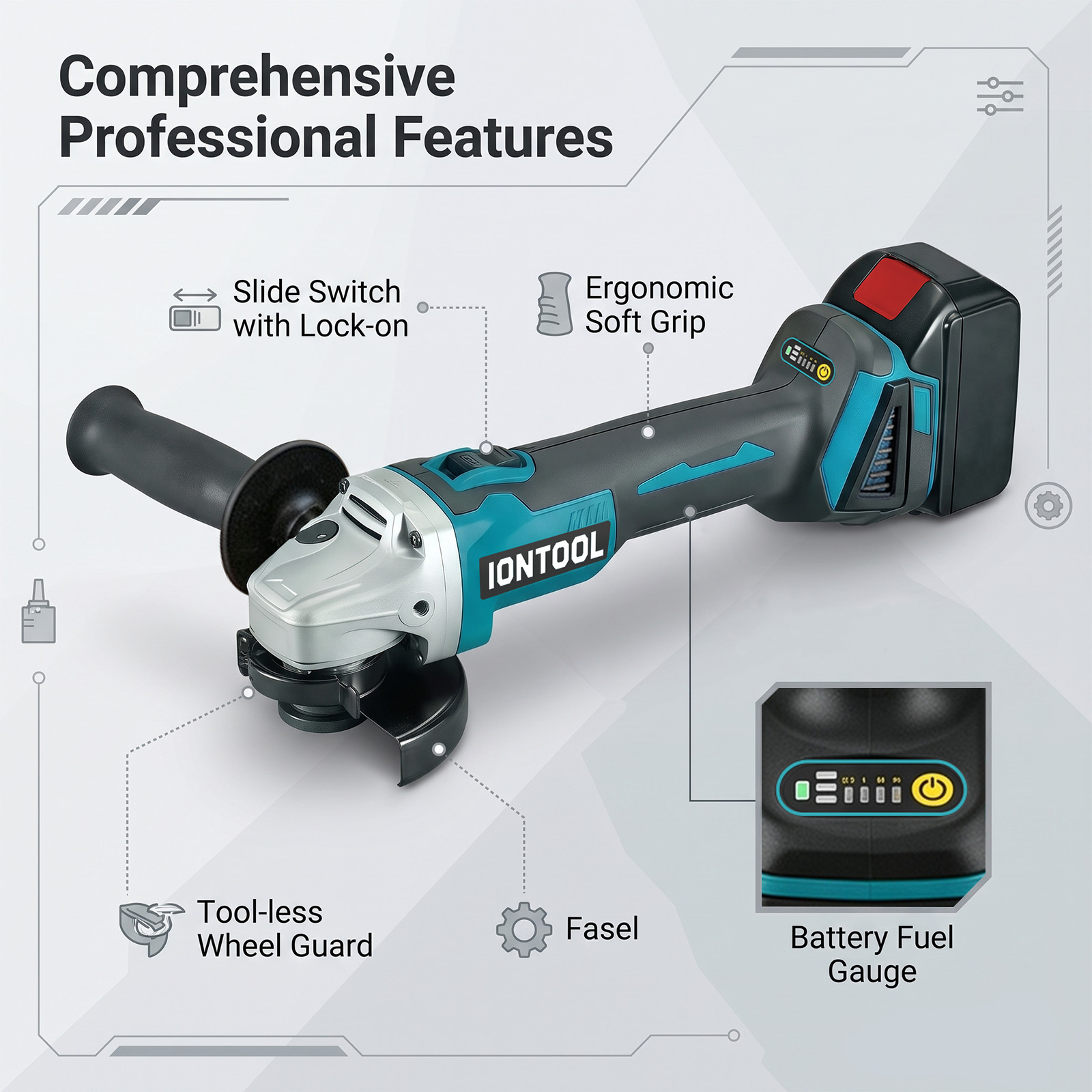 IONTOOL 850W 100mm Mesin Gerin - Brushless Angle Grinder Battery Powered ulasan dan harga
