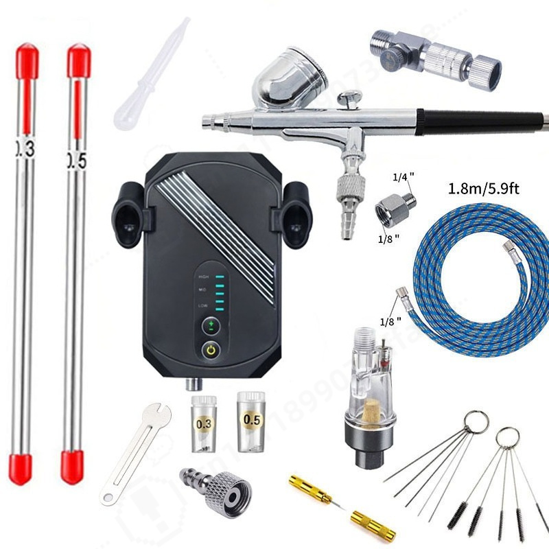Kit Kompresor Airbrush Mini, C - Airbrush Kit With Mini Compressor ulasan dan harga