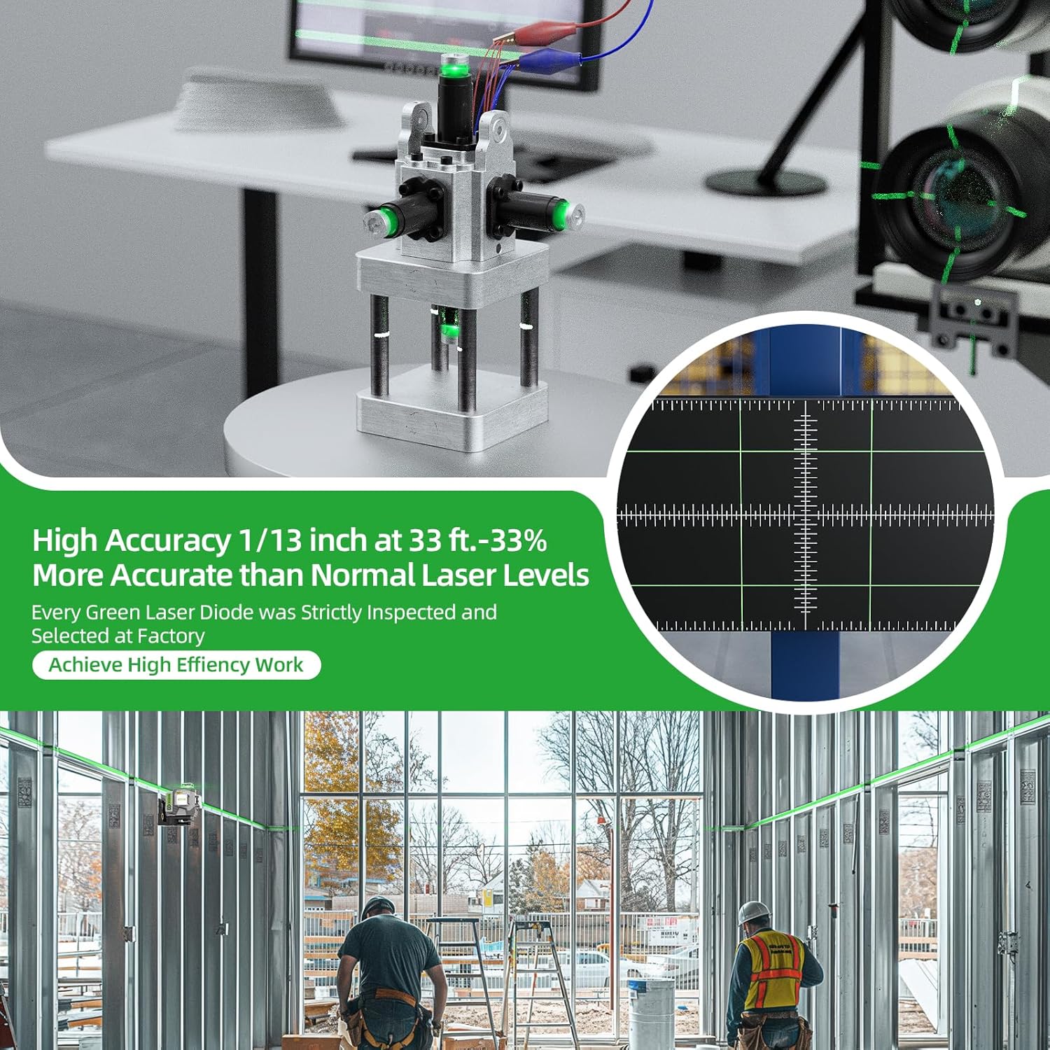 Huepar Laser lintas garis 4D,  - Laser Level 16 Lines 4D Green ulasan dan harga